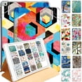 thumbnail image 1 of DuraSafe Cases for iPad 5/6 & Air 1/2-9.7" A1893 A1954 A1822 A1823 A1566 A1567 A1474 A1475 A1476 Printed Folio Silicone Smart Cover with Honeycomb Cooling Feature - Modern Art, 1 of 9