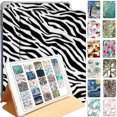 thumbnail image 1 of DuraSafe Cases for iPad 5/6 & Air 1/2-9.7" A1893 A1954 A1822 A1823 A1566 A1567 A1474 A1475 A1476 Printed Folio Silicone Smart Cover with Honeycomb Cooling Feature - Zebra, 1 of 9