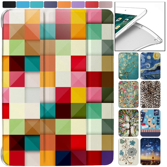 DuraSafe Cases iPad 8.3 Inch Mini 6th Gen [ Mini 6 2021 ] MK7M3LL/A MLWL3LL/A MK7R3LL/A MK7P3LL/A MK7T3LL/A MLWR3LL/A MK7X3LL/A MK7V3LL/A MK893LL/A Adjustable Stand Printed Flip Case - Color Grid