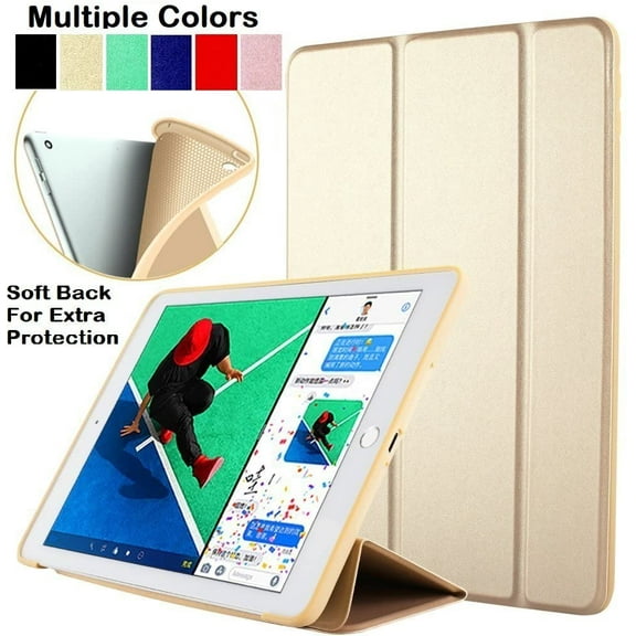 DuraSafe Cases iPad 9.7 Inch 5 6 Air 1 2 [iPad 5th 6th Air 1st 2nd ] MRJN2LL/A MR7G2LL/A MP2F2LL/A MP2G2LL/A MD785LL/A MD788LL/A MGLW2LL/A MGL12LL/A Supportive Magnetic Dual Angle Stand Cover - Gold