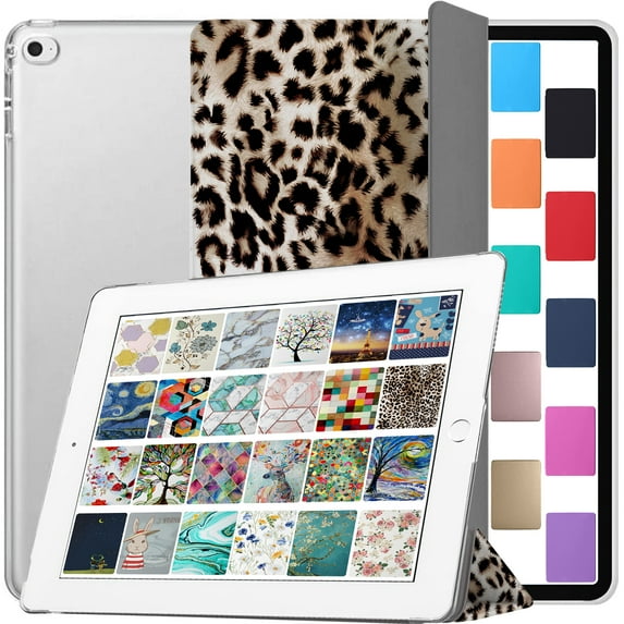 DuraSafe Cases iPad 9.7 Inch 5 6 Gen Air 1 2 MRJN2LL/A MR7G2LL/A MR7F2LL/A MP2F2LL/A MP2G2LL/A MPGT2LL/A Printed iPad Cover with Translucent Frosted Hard Back - Leopard