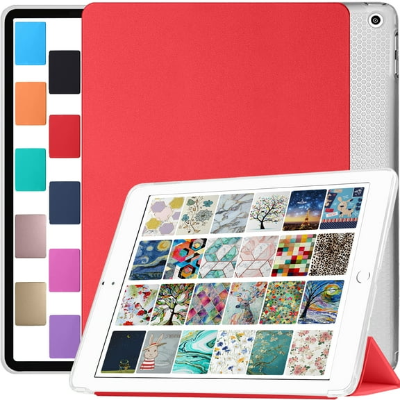DuraSafe Cases iPad 9.7 Inch 5 6 Gen Air 1 2 MRJN2LL/A MR7G2LL/A MR7F2LL/A MP2F2LL/A MP2G2LL/A MPGT2LL/A Shockproof Cover with Clear Transparent Back Shell - Red