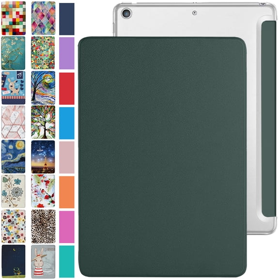 DuraSafe Cases for iPad 9.7 Inch Air 2nd Generation [ Air 2 2014 ] MH2V2LL/A MH2W2LL/A MH2U2LL/A MGLW2LL/A MGL12LL/A TriFold PC Lightweight Smart PU Leather Protective Hard Back Cover - Dark Green