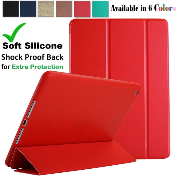 DuraSafe Cases iPad Air 1st 2nd 9.7 Inch 5 6 Gen [ 6th 5th Air 2 1 ] MD785LL/B MD788LL/B MD786LL/B MD789LL/B MD787LL/B Protective Durable Shock Proof Supportive Magnetic Dual Angle Stand Cover - Red