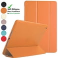 thumbnail image 1 of DuraSafe Cases iPad Air 2 Air 1 9.7 Inch 5 6 Gen [ 5th 6th Air 2nd 1st Gen ] A1567 A1566 MGLW2LL/A MGL12LL/A MH0W2LL/A MGKM2LL/A Smart TriFold Lightweight Soft Silicone TPU Back Case - Orange, 1 of 7