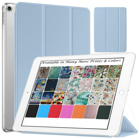 DuraSafe Cases for iPad Mini 3 2 1 Generation 7.9 Inch [ Mini 3rd Mini 2nd Mini 1st ] A1599 A1600 A1489 A1490 A1491 A1432 A1454 A1455 TriFold Hard Smart PC Translucent Back Cover - Light Blue