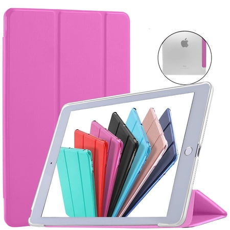DuraSafe Cases iPad Mini 4 7.9 Inch 2015 [ Mini 4th Gen ] A1538 A1550 MK6K2LL/A MK6J2LL/A MK6L2LL/A MK9J2LL/A MK9H2LL/A Trifold Hard Smart PC Translucent Back Cover - Pink