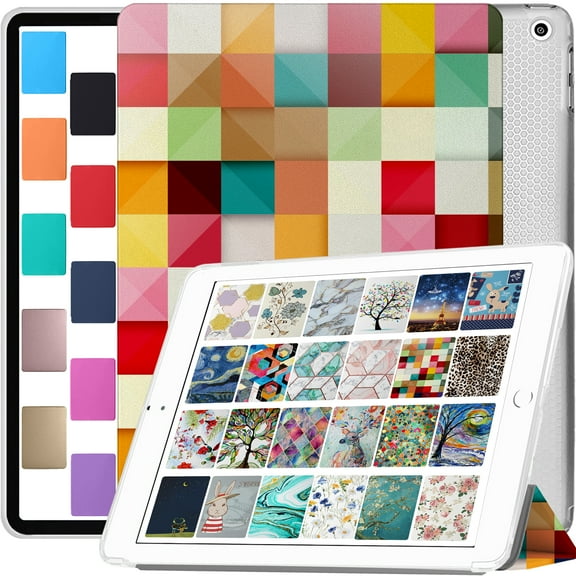 DuraSafe Cases for iPad Mini 4 Gen 2015 7.9 Inch [ Mini 4th Gen ] MK6K2LL/A MK6J2LL/A MK6L2LL/A MK9J2LL/A MK9H2LL/A MK9G2LL/A Shockproof Printed Cover with Clear Transparent Back Shell - Color Grid