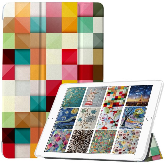 DuraSafe Cases iPad Mini 6 8.3 Inch 2021 [ Mini 6th Gen ] A2567&nbsp;A2568 A2569 Printed Smart TriFold Soft Silicone Transparent Front & Back Cover - Color Grid