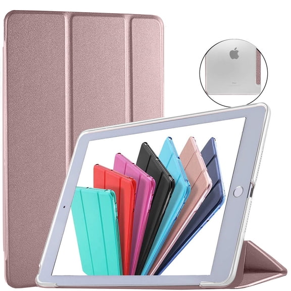 DuraSafe Cases for iPad PRO 10.5 Air 3 [ PRO 10.5 Inch Air 3rd Gen ] A1701 A1709 A1852 A2152 A2123 A2153 A2154 Trifold Hard Smart PC Translucent Back Cover - Rose Gold