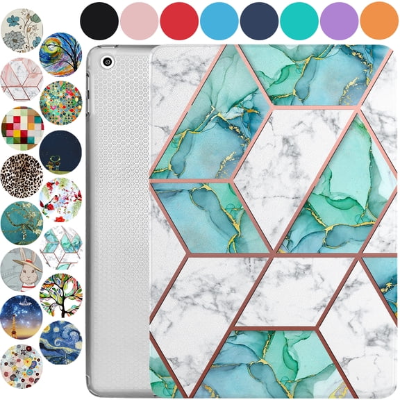 DuraSafe Cases iPad PRO 11 2020 2021 2022 [ PRO 11 Inch 2 3 4 Gen ] MHMT3LL/A MHMU3LL/A MY332LL/A MY342LL/A TriFold Printed Slim Adjustable Stand Feature Case TPU Heat Dissipation Back - Marble Green
