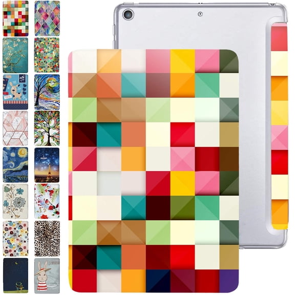 DuraSafe Cases iPad PRO 11 2020 2021 2022 [ PRO 11 Inch 2 3 4 Generation ] MHMT3LL/A MHMU3LL/A MY332LL/A MY342LL/A TriFold Printed PC Lightweight Protective Clear Back Cover - Color Grid