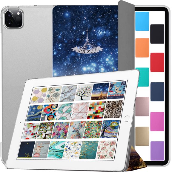 DuraSafe Cases iPad PRO 11 2020 2021 2022 [ PRO 11 Inch 2 3 4 Generation ] Trifold Printed PC Lightweight Protective Clear Back Cover - Paris Night