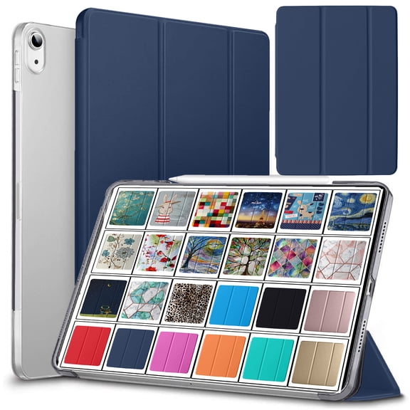 DuraSafe Cases iPad PRO 11 Inch 1st [ PRO 11 2018 1 Gen ] A1980 A1934 A2013 A1979 MTXN2LL/A MTXP2LL/A MTXR2LL/A Trifold Hard Smart PC Translucent Back Cover - Navy Blue