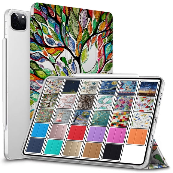 DuraSafe Cases iPad PRO 11 Inch 2 2020 3 2021 4 2022 [ PRO 11 2nd 3rd 4th ] MHMT3LL/A MHMU3LL/A MY332LL/A MY342LL/A Printed Slim PC Dual Angle Stand Clear Flip Back Cover - Olivia Tree