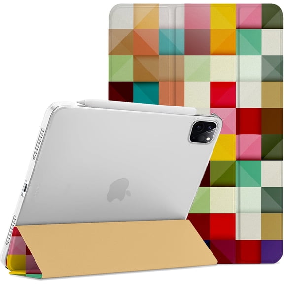 DuraSafe Cases iPad PRO 11 Inch 2 2020 3 2021 4 2022 [ PRO 11 2nd 3rd 4th ] MHMT3LL/A MHMU3LL/A MY332LL/A MY342LL/A Printed Slim PC Dual Angle Stand Clear Flip Back Cover - Yarn Flowers