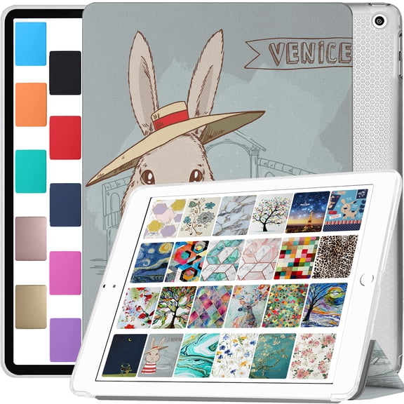 DuraSafe Cases iPad PRO 11 Inch 2020 2 2021 3 2022 4 Gen [ PRO 11 2nd 3rd 4th ] Shockproof Printed Cover with Clear Transparent Back Shell - Bunny Hat