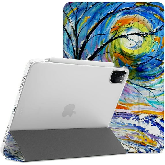 DuraSafe Cases iPad PRO 11 Inch 2nd 3rd 4th Gen A2228 A2068 A2230 A2231 MY232LL/A MXDC2LL/A MXDE2LL/A Trifold Printed Hard Smart PC Transparent Back Cover - Color Emblem