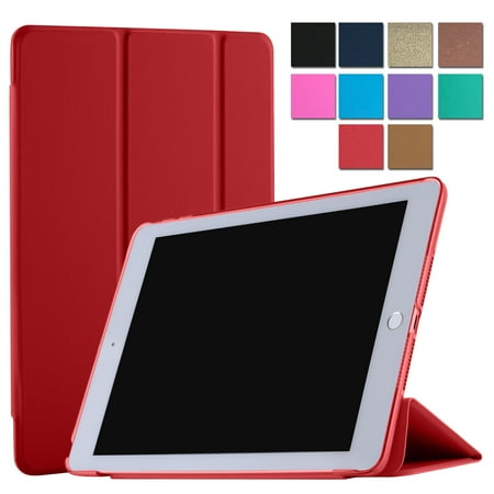DuraSafe Cases iPad PRO 12.9 1 Gen 2015 [ iPad 12.9 Inch 1st ] A1652 A1584 ML0H2LL/A ML0G2LL/A ML0N2LL/A Trifold Hard Smart PC Translucent Back Cover - Red