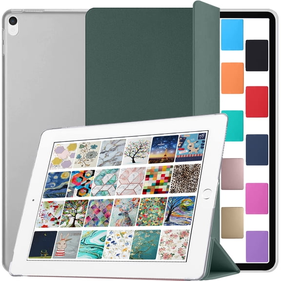 DuraSafe Cases iPad PRO 2nd Gen 2017 12.9 Inch [ 2 Gen ] MQDC2LL/A MQDD2LL/A MQDA2LL/A MP6H2LL/A MP6J2LL/A MP6G2LL/A MPL02LL/A MPL12LL/A MPKY2LL/A iPad Cover with Translucent Hard Back - Dark Green