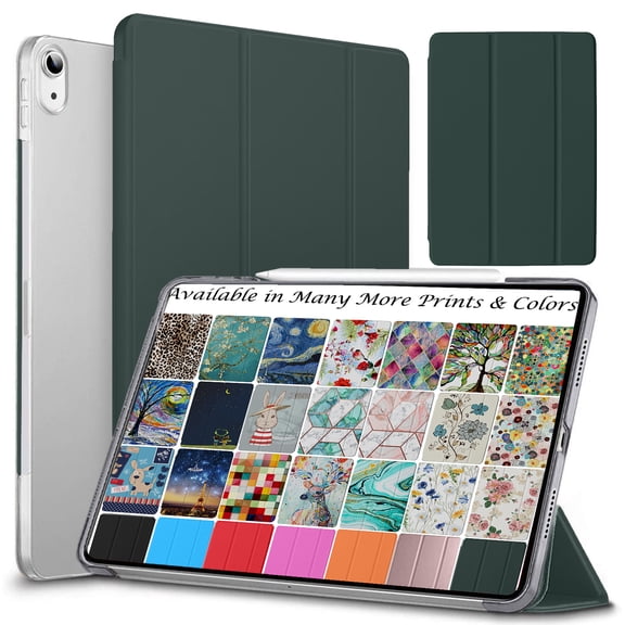 DuraSafe Cases for iPad PRO 9.7 Inch 2016 [ PRO 9.7 2016 ] A1673 A1674 A1675 MLMP2LL/A MM172LL/A MLMN2LL/A MLMW2LL/A TriFold Hard Smart PC Translucent Back Cover - Dark Green