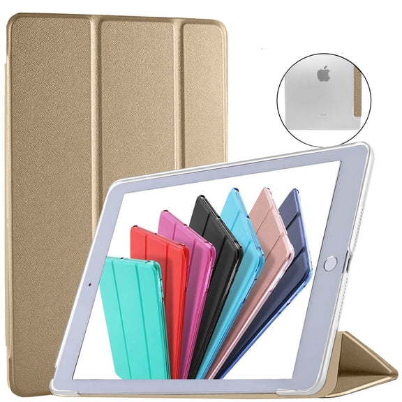 DuraSafe Cases iPad PRO 9.7 Inch 2016 [ PRO 9.7 2016 ] A1673 A1674 A1675 MLMP2LL/A MM172LL/A MLMN2LL/A MLMW2LL/A Trifold Hard Smart PC Translucent Back Cover - Gold