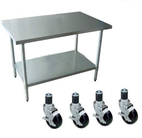 24 x 24 Inch Stainless Steel Movable Work Table with Under Shelf