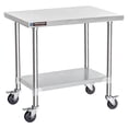 thumbnail image 1 of DuraSteel 24x36 Inch Stainless Steel Table - Metal Table Cart with Adjustable Shelf - NSF Certified Work Table with Wheels - Cooking & Laundry Prep Table for Kitchen, Restaurant, Home, Commercial Use, 1 of 1