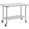 thumbnail image 1 of DuraSteel 24x48 Inch Stainless Steel Table - Island Table Cart with Adjustable Shelf - NSF Certified Work Table with Wheels - Cooking & Laundry Prep Table for Kitchen, Restaurant, Home, Commercial Use, 1 of 1