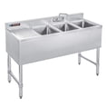 thumbnail image 1 of DuraSteel 3 Compartment Underbar Sink - NSF Commercial Freestanding Bar Sink with 10" L x 14" W x 10" D Bowls & Left Drainboard - Lead-Free Faucet Included - For Restaurants, Kitchens, Hotels, Bars, 1 of 7