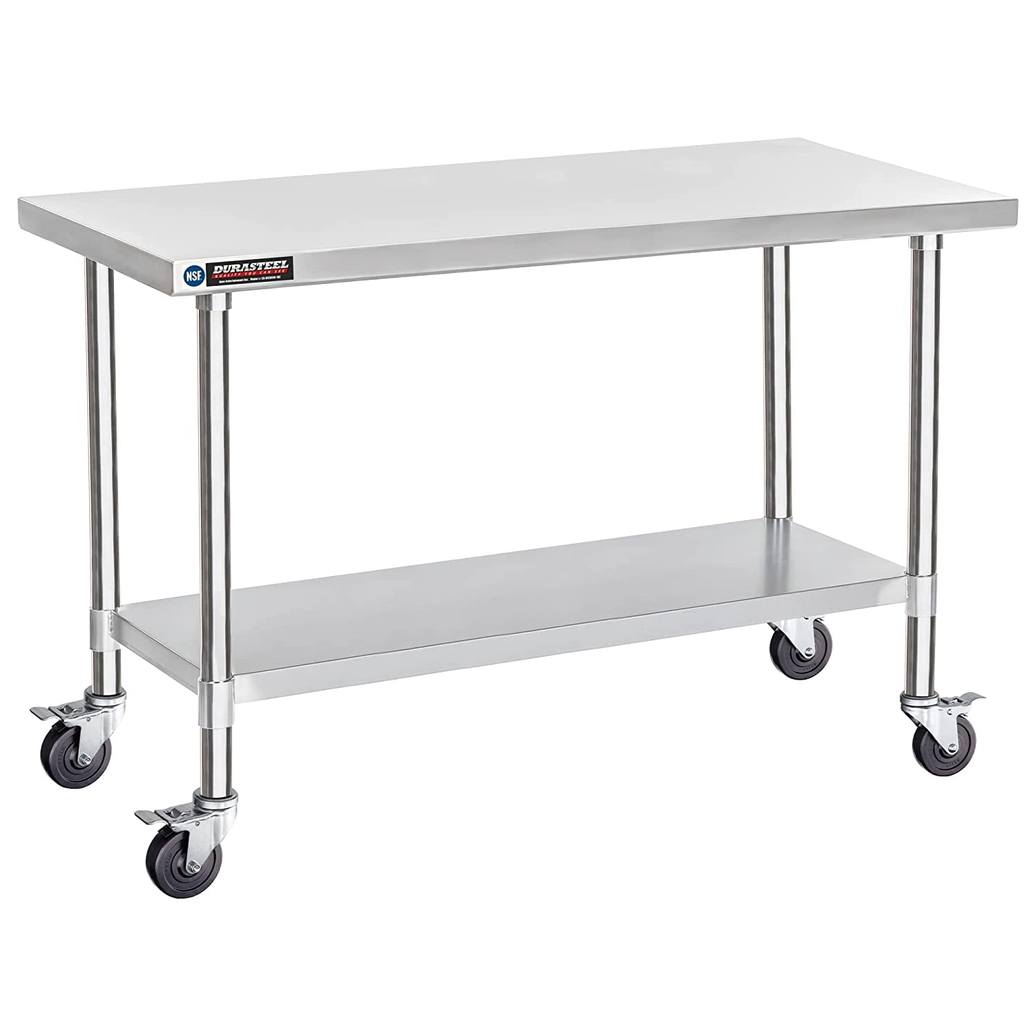 Heavy Duty Stainless Steel Work Table with Adjustable Undershelf and Wheels