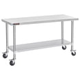 thumbnail image 1 of DuraSteel 30x72 Inch Stainless Steel Table - Island Table Cart with Adjustable Shelf - NSF Certified Work Table with Wheels, 1 of 1