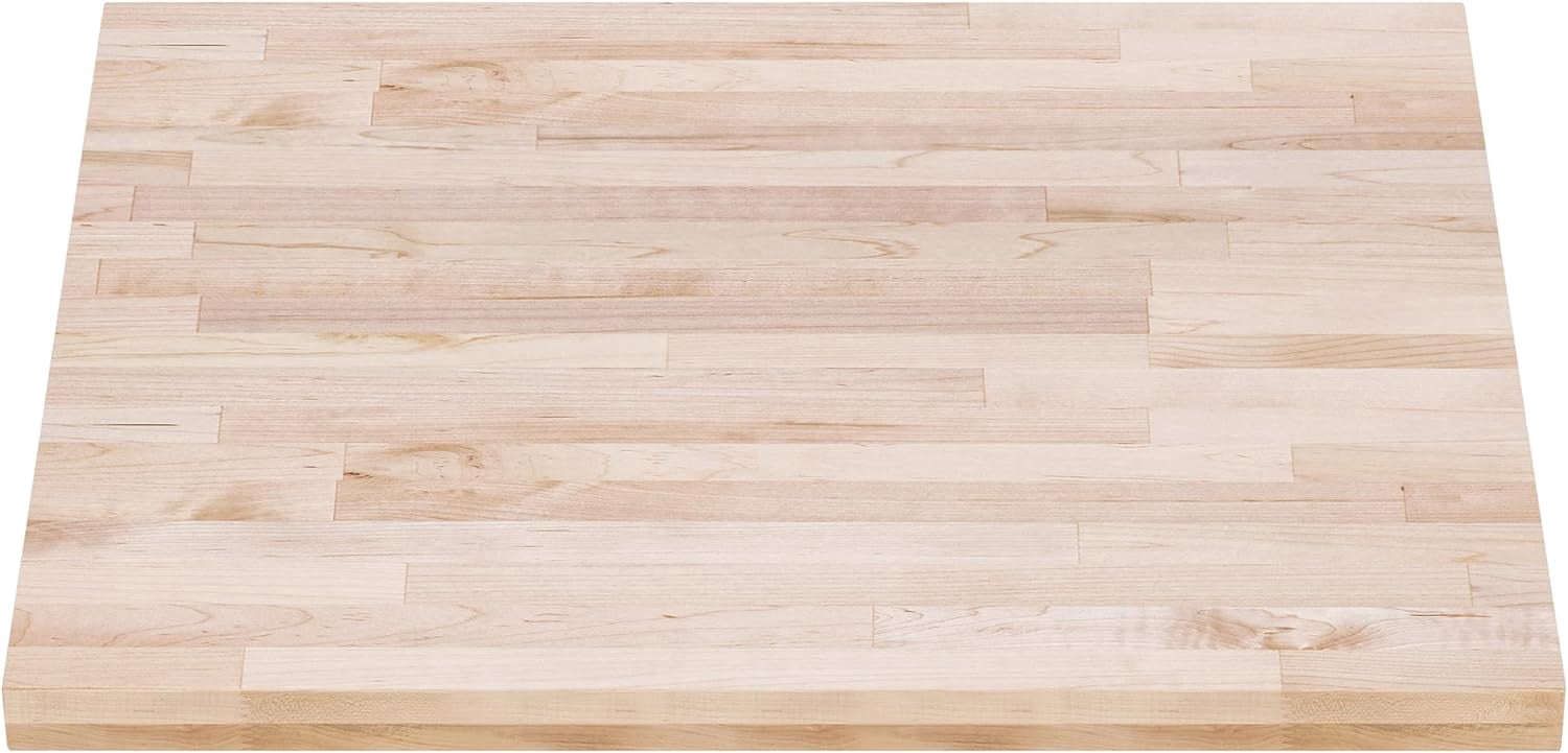 DuraSteel Butcher Block Work Bench Top - 30 x 30 x 1.5 In. Multi-Purpose Maple Slab for Coffee Table, Office Desk, Cutting Board, Bar Table - Natural Finish Table Top and Compatible Base Leg Units