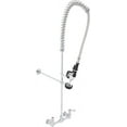 thumbnail image 1 of DuraSteel Commercial Kitchen Wall Mount Pre-Rinse Faucet, 38" Height 8" Center with Coiled Spring Pull Down Sprayer, Brass Constructed Polished Chrome Body, 1 Set, 1 of 1