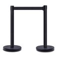 thumbnail image 1 of DuraSteel Heavy Duty Crowd Control Stanchion - Premium Steel Black Stanchions - 6.5 Feet Black Retractable Belt - Safety Barrier Stands & Line Dividers - Set of 2, 1 of 1