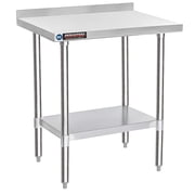 DuraSteel NSF Commercial Kitchen Table - 24 x 30 Inch Cooking Prep Stainless Steel Kitchen Island Workstation w/ Adjustable Under Shelf - Heavy Metal Backsplash Workbench For Restaurant, Home, Garage