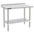 thumbnail image 1 of DuraSteel NSF Commercial Kitchen Table - 24 x 48 Inch Cooking Prep Stainless Steel Kitchen Island Workstation w/ Adjustable Under Shelf - Heavy Metal Backsplash Workbench For Restaurant, Home, Garage, 1 of 1