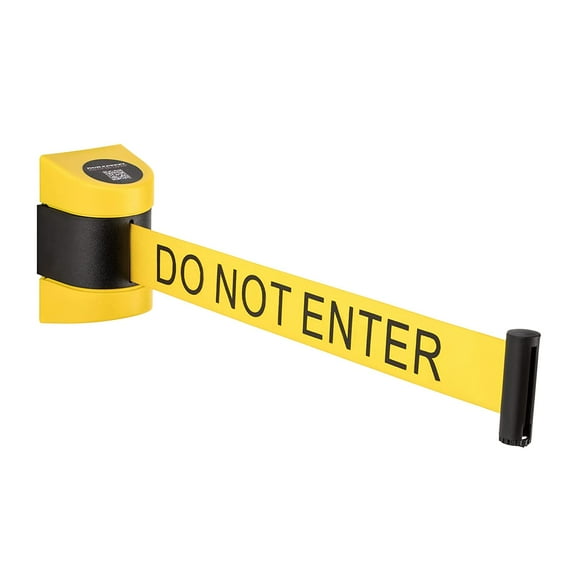DuraSteel Wall Mount Retractable Belt Barrier - 6.5 Ft Yellow Do Not Enter Belt in Black & Yellow Case - Guardian 2.0 Indoor & Outdoor Caution Tape for Crowd Control Queue Barrier, Line Divider