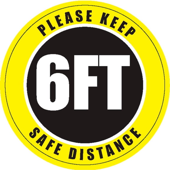 DuraStripe Vinyl Adhesive Please Keep Safe Distance Sign, 8'' Round