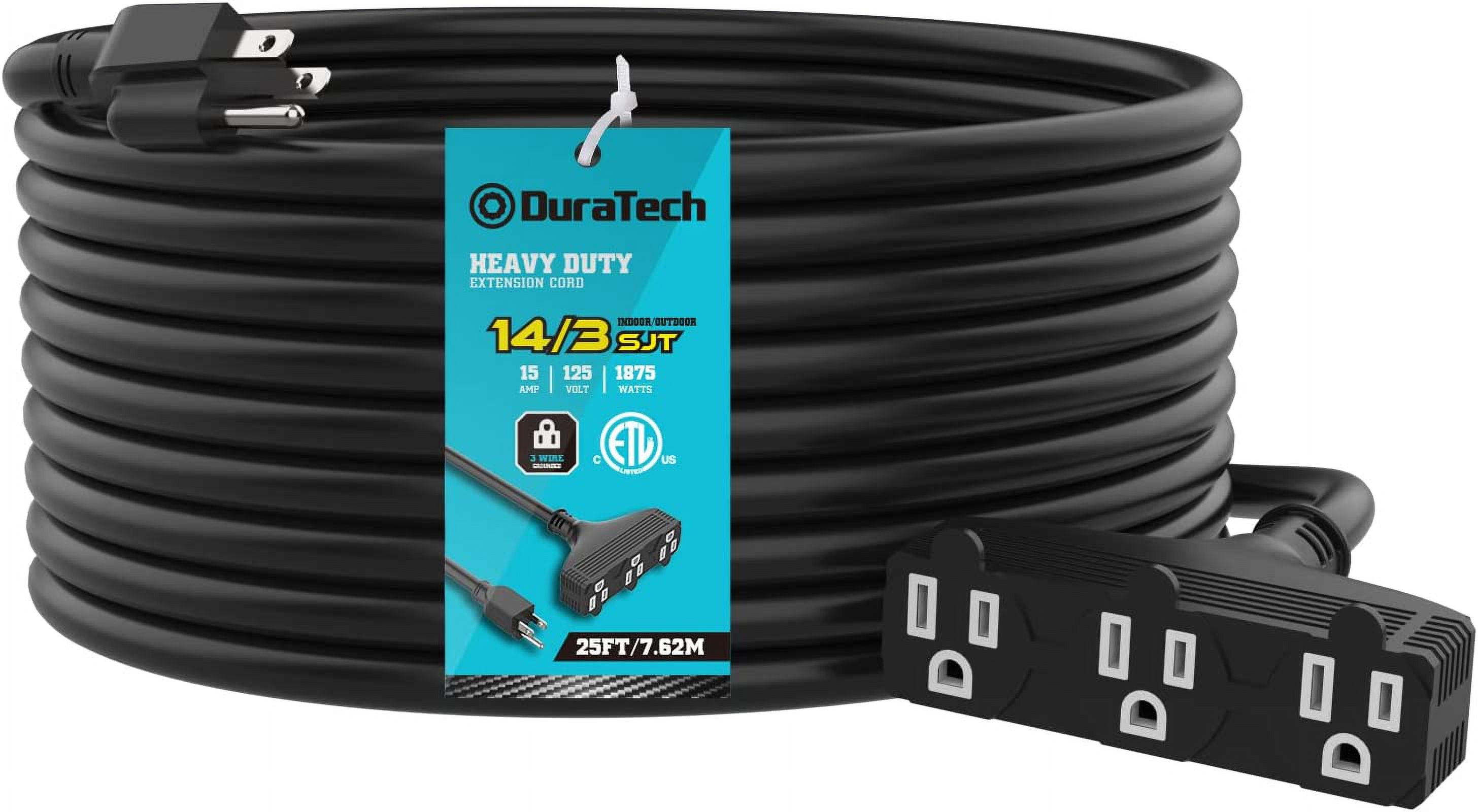 DuraTech Extension Cord 25 ft, Outdoor Extension Cord with Multiple ...