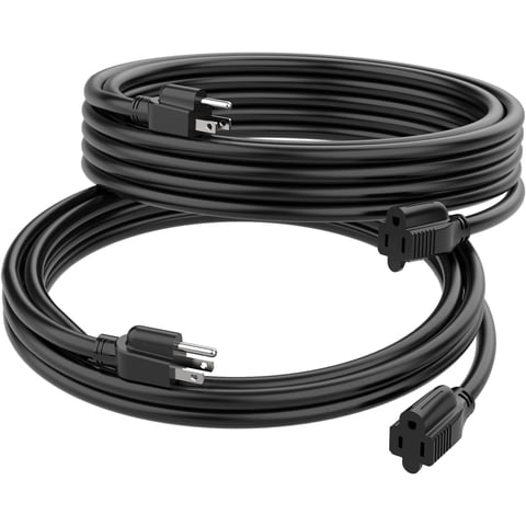 DuraTech Short Indoor Extension Cord 2-Pack (6FT & 3FT), 16/3 SJT, 13 Amp 3-Prong Plug, Light Duty Household Power Cord, Black