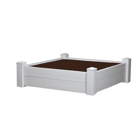 DuraTrel 4'x4' Traditional Vinyl Two Board Raised Garden Bed -White