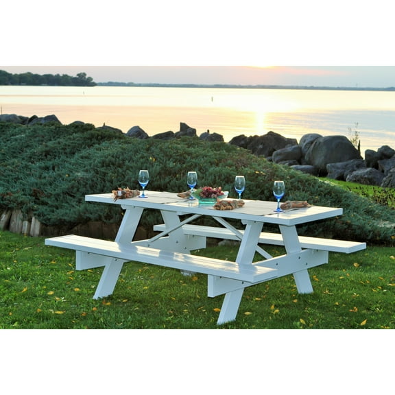 DuraTrel 6' Traditional White Vinyl Picnic Table