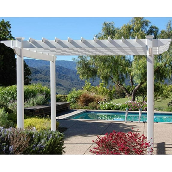 DuraTrel Queensbrook 7.5' x 7.5' White Vinyl Pergola