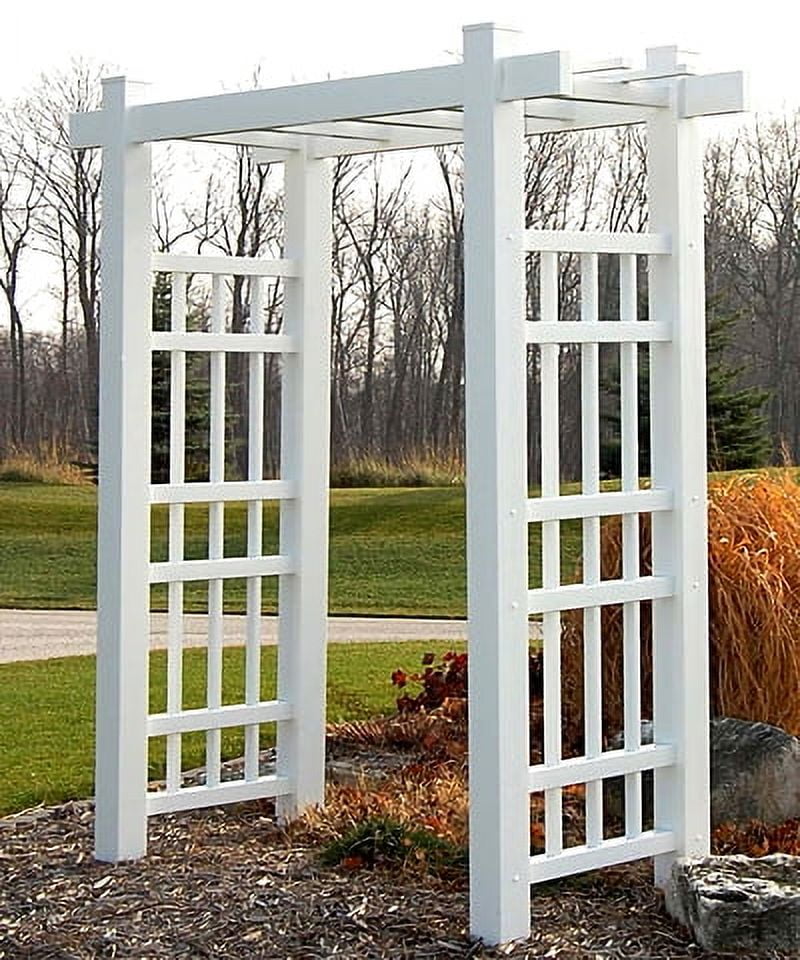 Windsor White Vinyl Garden Arbor with Asian Inspiration