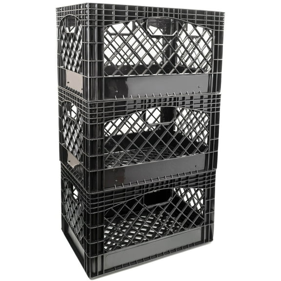 Open Box DuraTuff Heavy Duty Milk Crates for Storage - (3) 19"x13"x11" Stackable Storage Containers - Durable High-Density Polyethylene Plastic - Great Storage Solution for Many Spaces