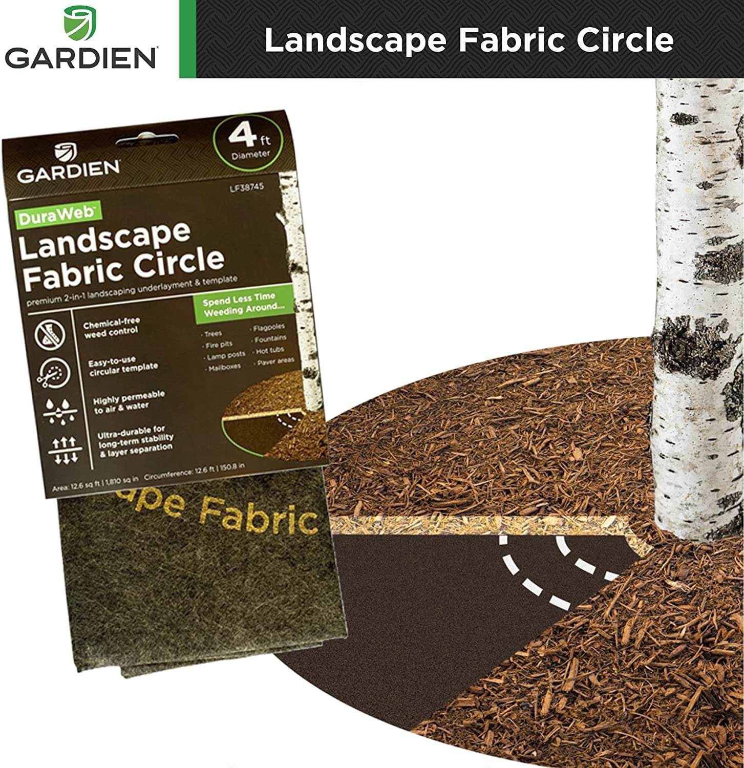 DuraWeb 4ft Heavy Duty Non-Woven Landscape Fabric Circle