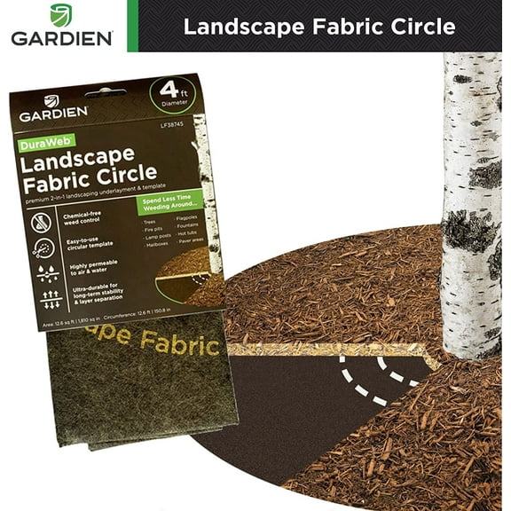 Gardien DuraWeb Non-Woven Polypropylene 4Ft Ultimate Landscape Fabric Circle Weed Blocker
