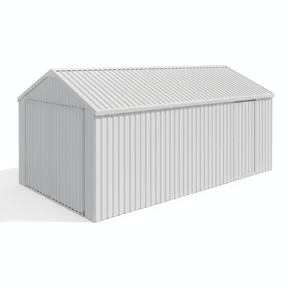 DuraYu 12x20 FT Metal Garage Shed with Double Doors and Side Door for Single Car Tools Garden Outdoor, Cream