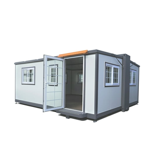 DuraYu 16.5x20ft Expandable Prefab Tiny Home, Steel Frame Modular Cabin, Foldable Portable ADU, Fire-Resistant EPS Panels, Backyard Office Studio, Quick Setup House